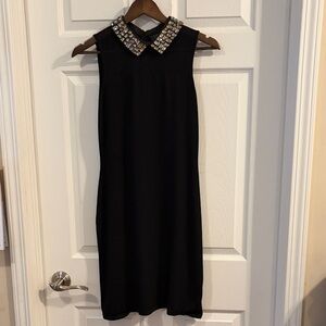 Ralph Lauren Black Sleeveless Mini Dress with Jeweled Collar